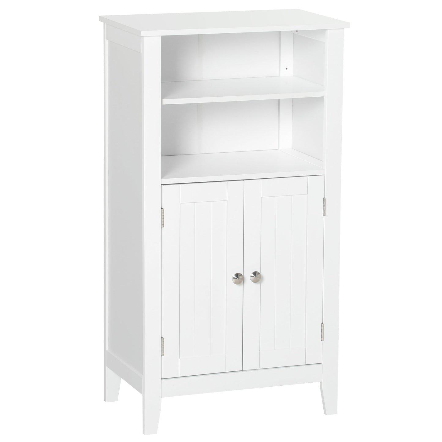 Kleankin Bathroom cabinet with adjustable shelves and cabinet 2 white wooden doors, 50x30x93cm - Borgè