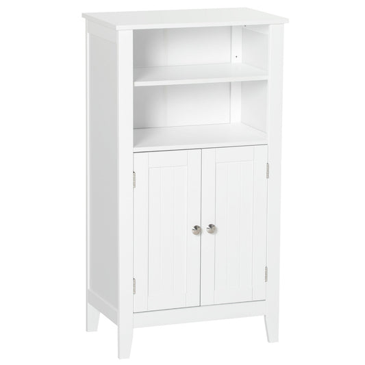 Kleankin Bathroom cabinet with adjustable shelves and cabinet 2 white wooden doors, 50x30x93cm