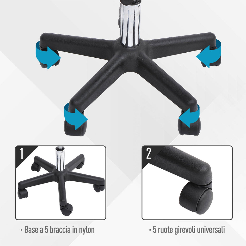 Homcom swivel stool with backrest, adjustable height and 5 -like white -like wheels for home or shop - Borgè