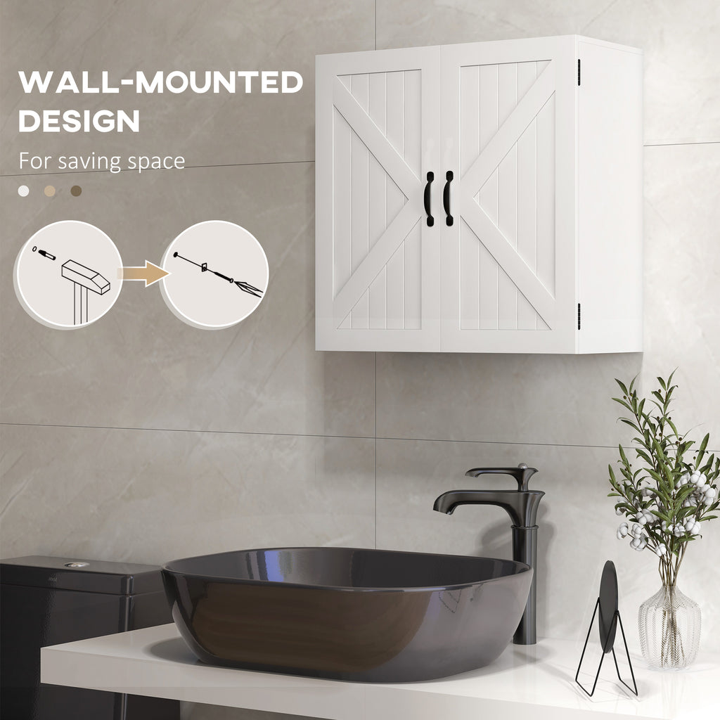 Kleankin Wooden Bathroom Wooden Bathroom Wooden Bathroom With Adjustable Bank, 60x30x60cm, White - Borgè