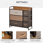drawer 7 fabric drawers, 80x29x78.5cm, wood - Borgè