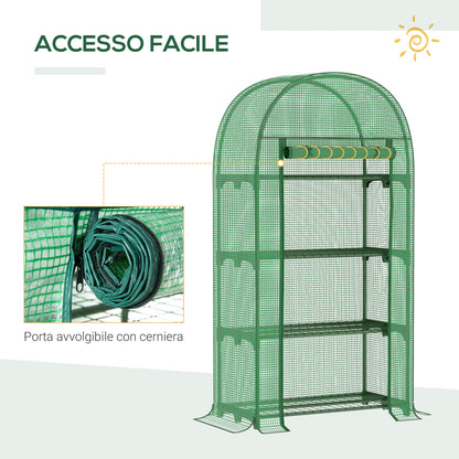 Outsunny Garden greenhouse with metal shelves, pear coverage and roller rack 80x49x160cm, green - Borgè