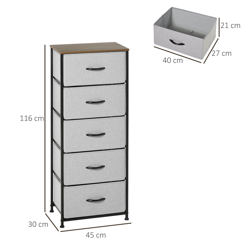drawer 8 drawers in removable fabric, in wood and industrial style steel, 45x30x116cm - Borgè