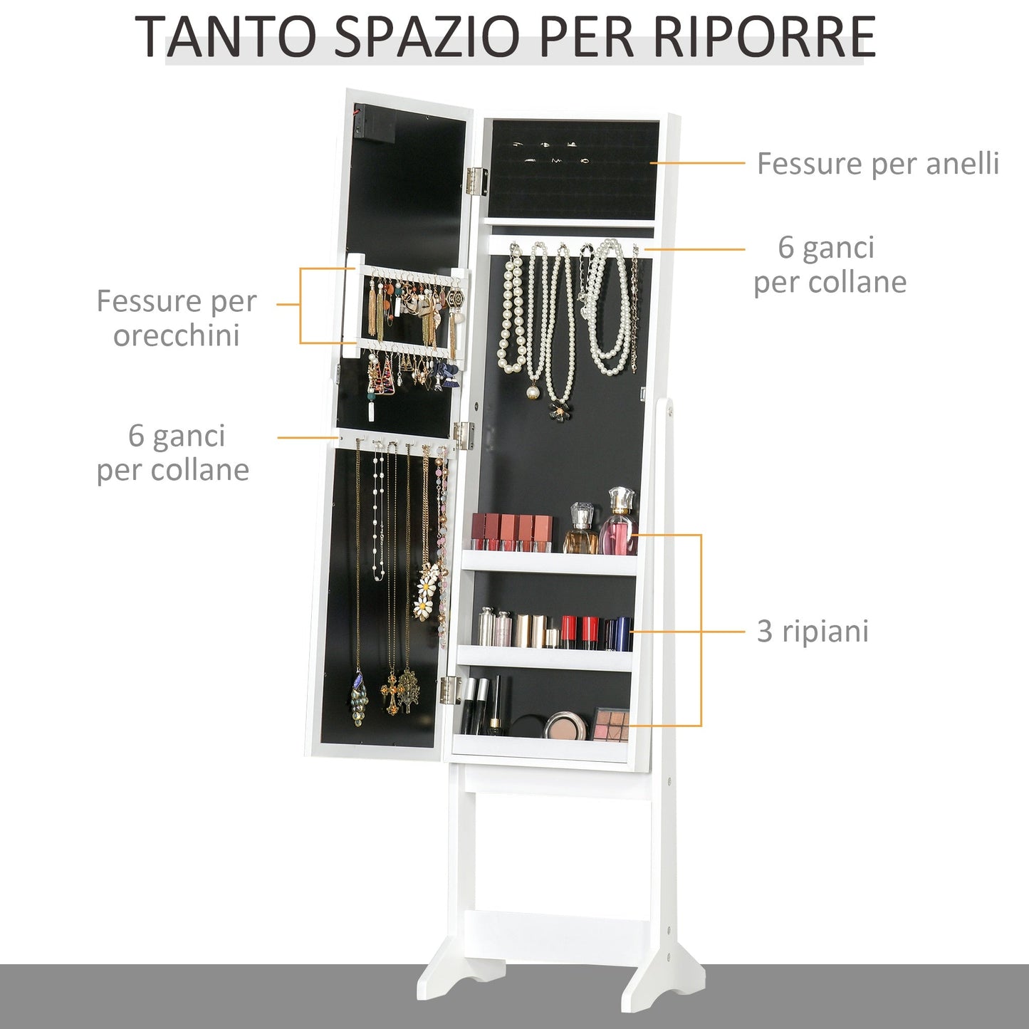 Badge Wardrobe with adjustable mirror and LED lights - Borgè