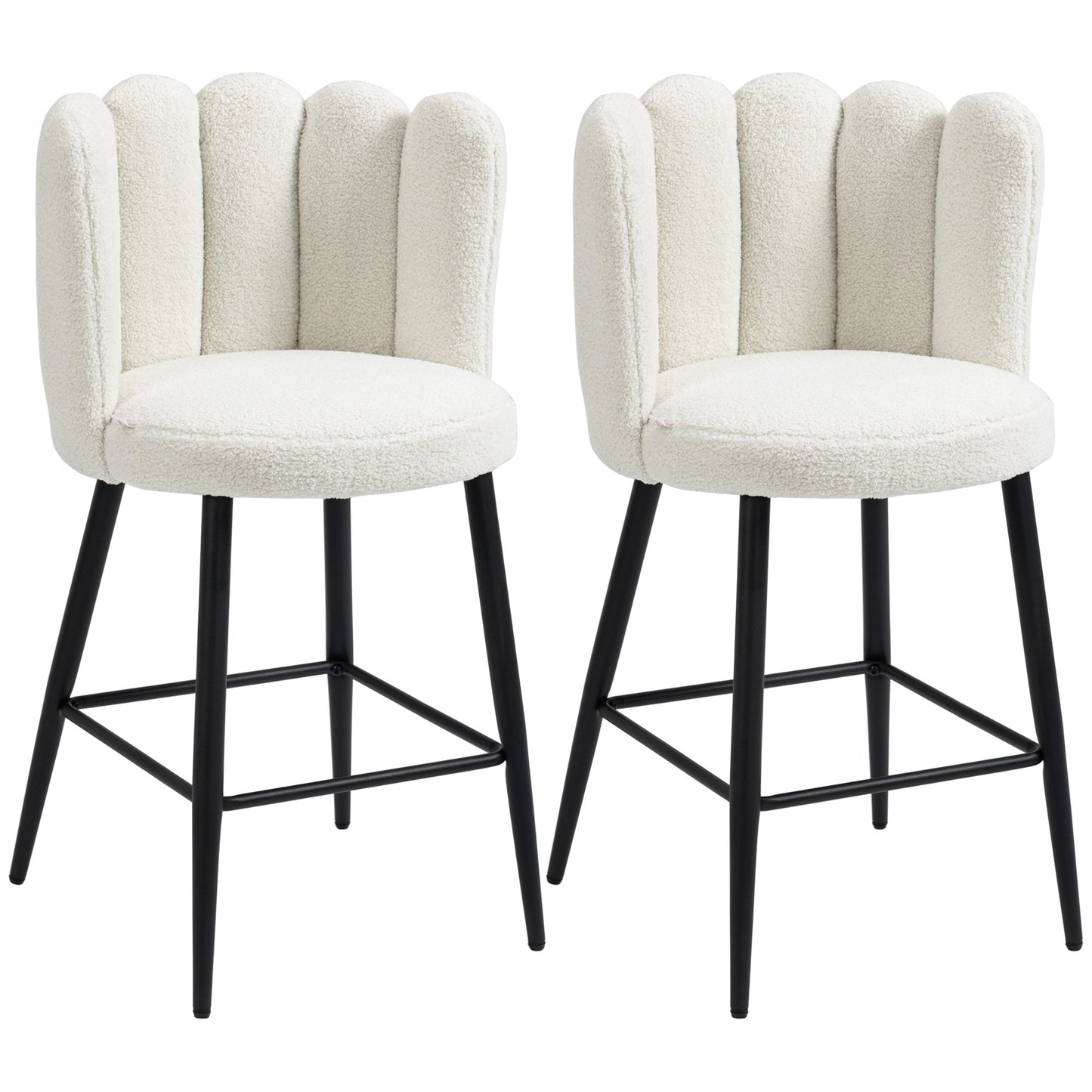 SOFTY | Ivory Set of 2 Kitchen Stools Set | 52x53x93 cm - Borgè