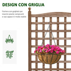 Outsunny Outdoor Wooden Fioriera with grilled for climbing plants, 64x28x120cm, brown - Borgè