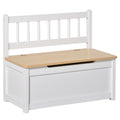 Store Bench for children 2 in 1 wood with safe closure, 60x30x50cm white and natural wood - Borgè