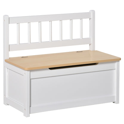 Store Bench for children 2 in 1 wood with safe closure, 60x30x50cm white and natural wood - Borgè