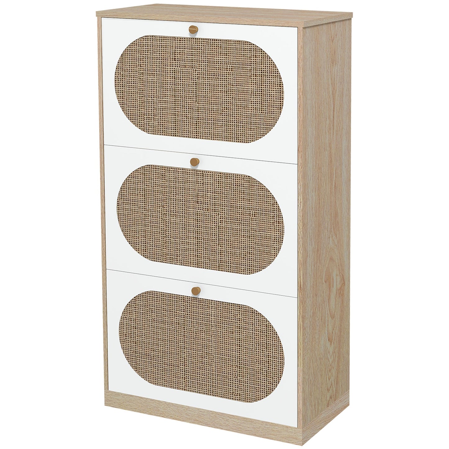 BOHO STYLE | Shoe Rack in Rattan style for up to 18 pairs | 60x24x115 cm - Borgè