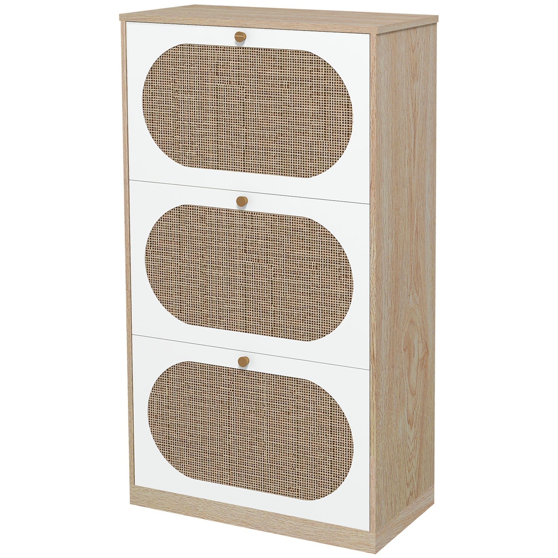 BOHO STYLE | Shoe Rack in Rattan style for up to 18 pairs | 60x24x115 cm - Borgè