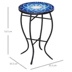 Round Mosaic Metal Garden Coffee Table with Ceramic Top, Ф35.5x53.5cm - Borge' Group Limited