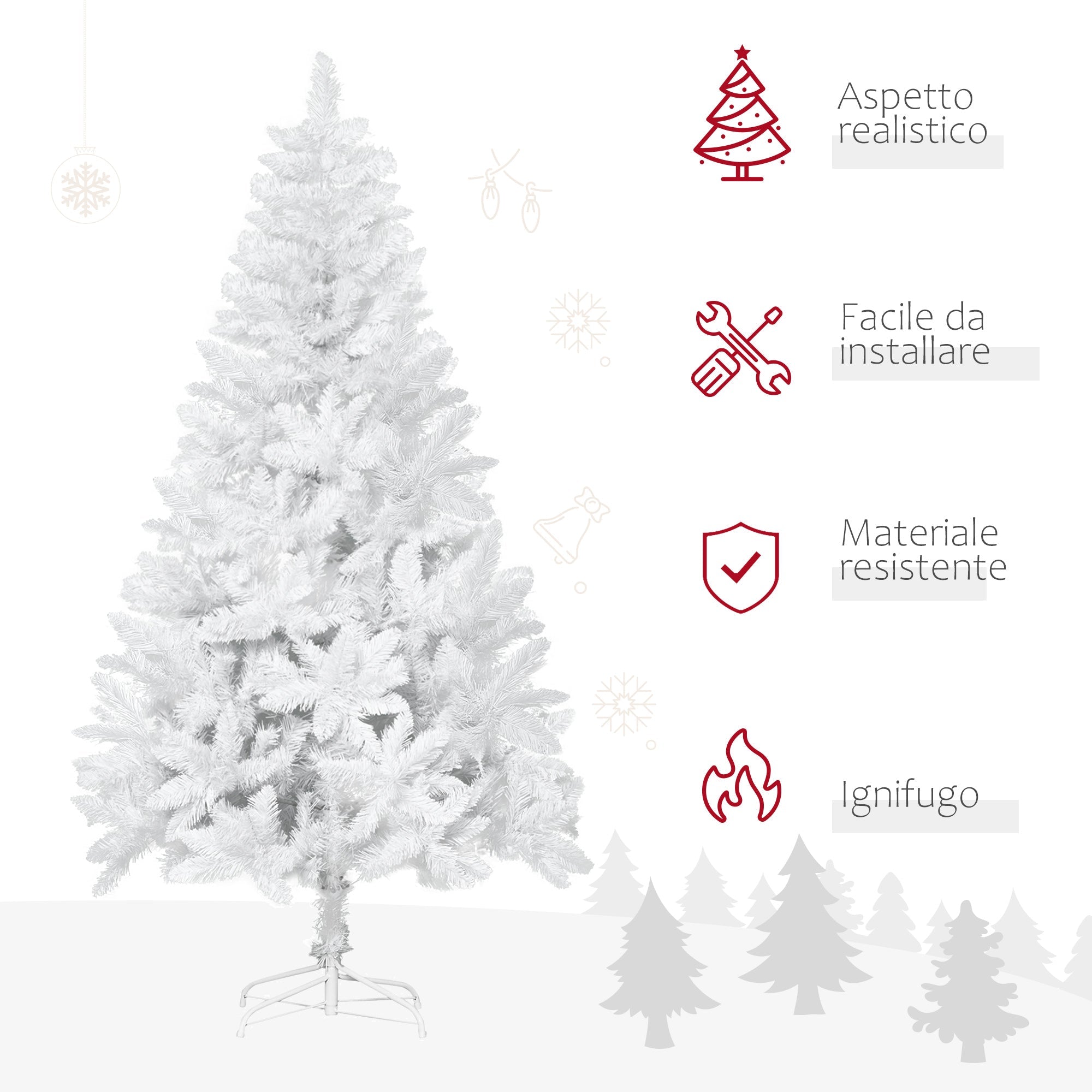White Christmas tree with 550 pvc branches for internal use, Ã˜116 x 180cm - Borgè