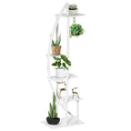 5-Tier Crescent-Shaped Indoor/Outdoor MDF and Steel Flower Stand, 50x30x160cm, White - Borge' Group Limited