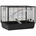 Guinea Pig Cage with Handle, Water Tank, Ramp and Tray, 80x48x58cm, Black - Borge' Group Limited