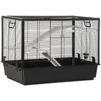 Guinea Pig Cage with Handle, Water Tank, Ramp and Tray, 80x48x58cm, Black - Borge' Group Limited