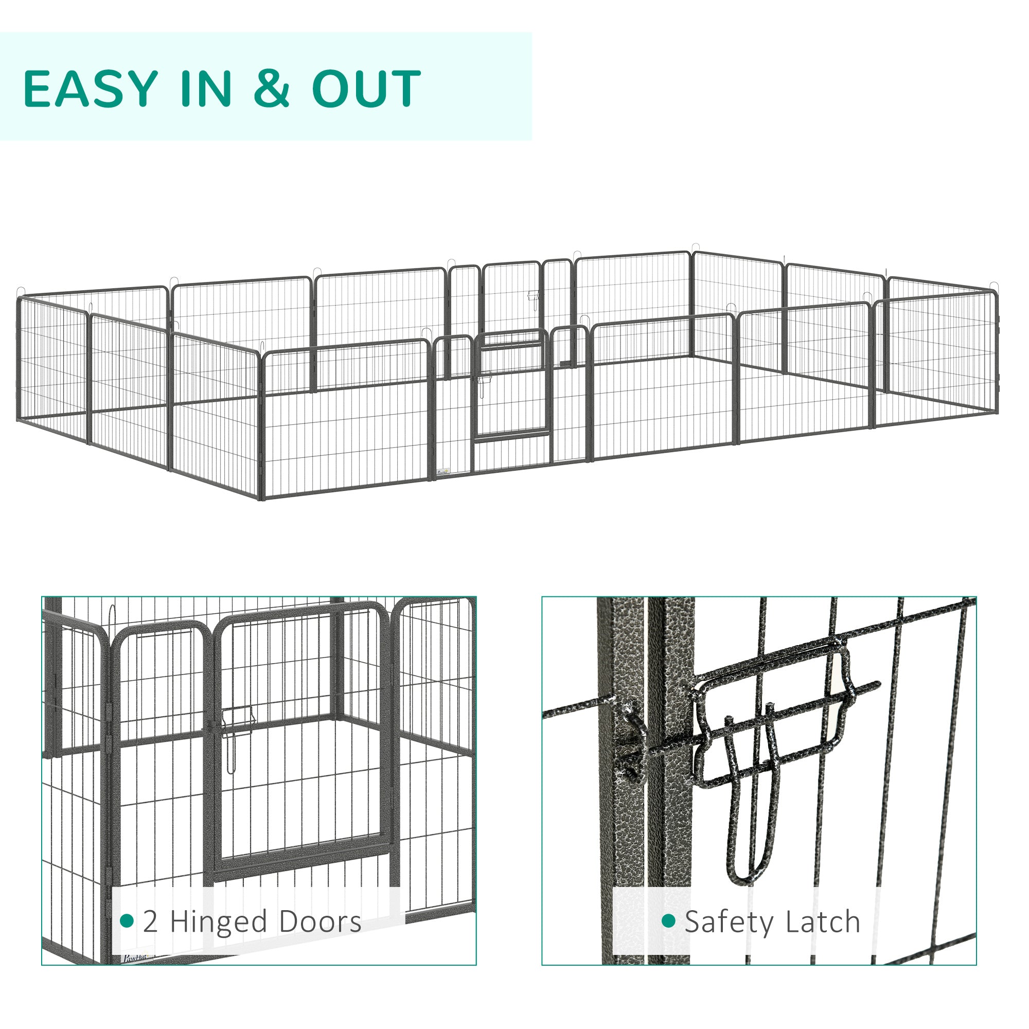 Pawhut fence for dogs and puppies with 16 modular panels and 2 inputs, 80x1.5x60cm - Borgè
