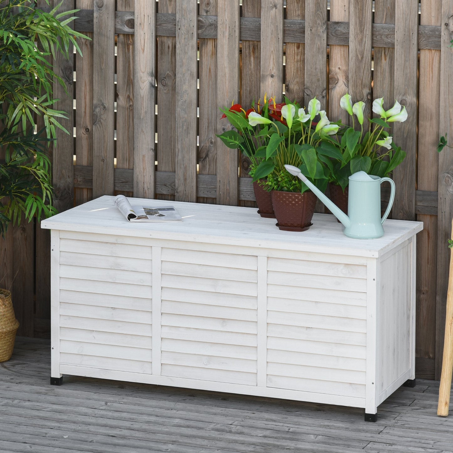 Wooden Bench with Storage for Outdoor | Outsunny - Borgè