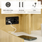 Homcom modern bedside table with 2 sockets and USB ports and a chipboard drawer, 40x40x60cm, wooden color - Borgè