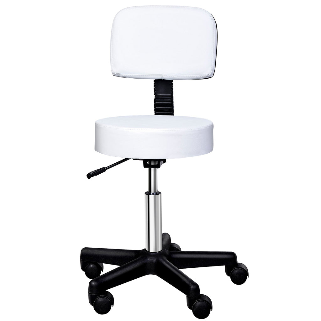 Homcom swivel stool with backrest, adjustable height and 5 -like white -like wheels for home or shop - Borgè