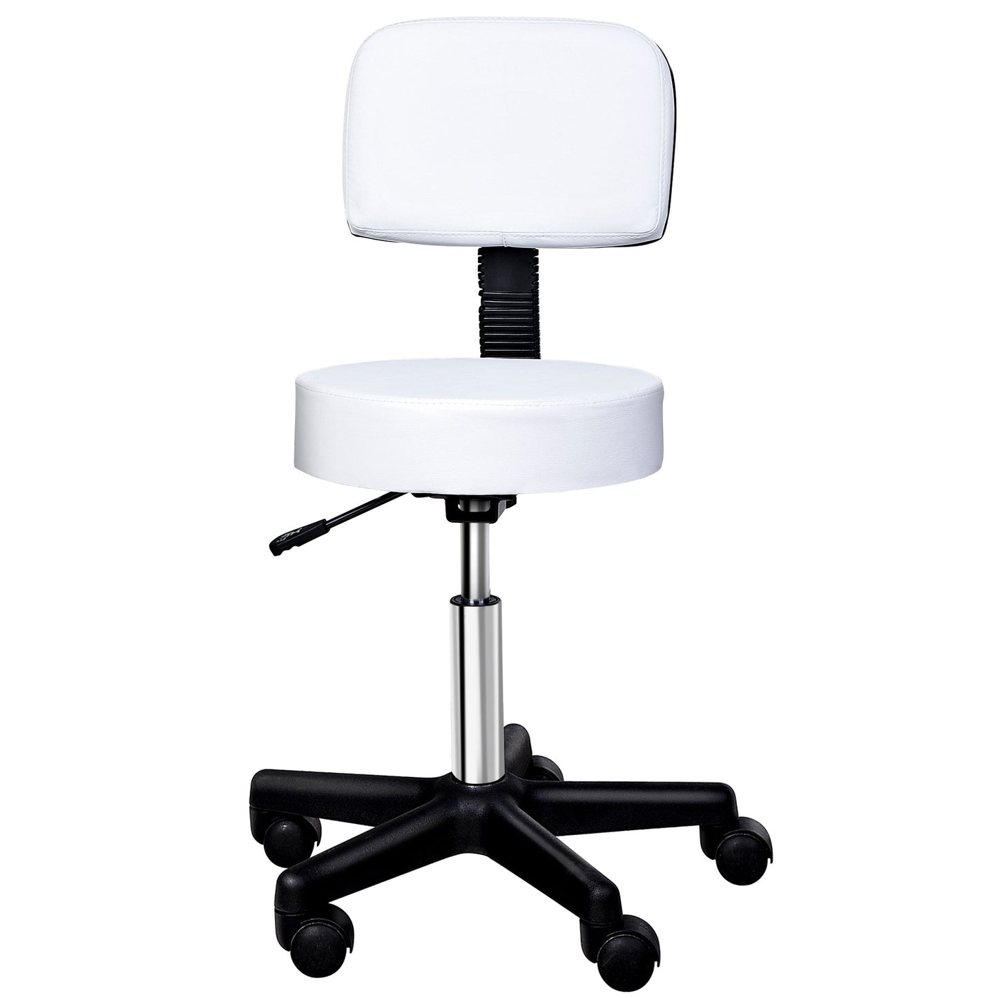 Homcom swivel stool with backrest, adjustable height and 5 -like white -like wheels for home or shop