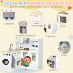 Homcom cuisine 2 pieces for children 3-6 years with kitchen utensils, lights and sound effects, in mdf and pp - Borgè