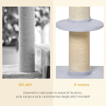 Cat Tree for cats with Scratch Pole , 45x45x91cm, Azzurro - Borgè