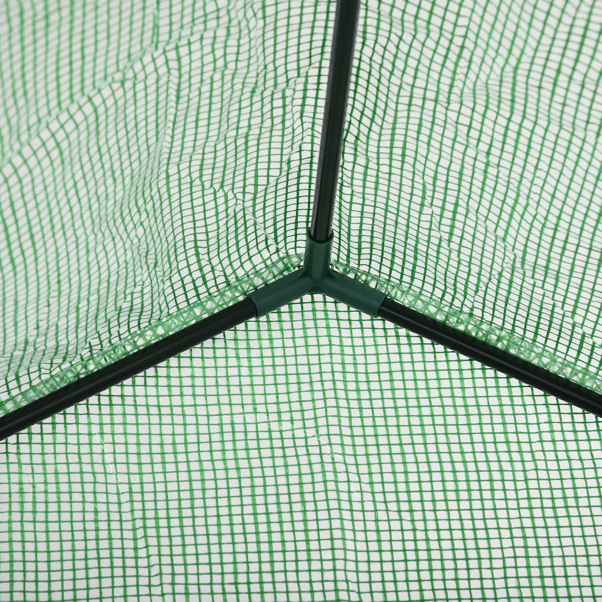 Outsunny Garden greenhouse in steel and plastic PE with 4 shelves, ropes and pickets, 141x72x191 cm, green - Borgè