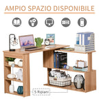 Multi -exposure angle desk with 5 shelves, wood, 120x110x74.5cm - Borgè