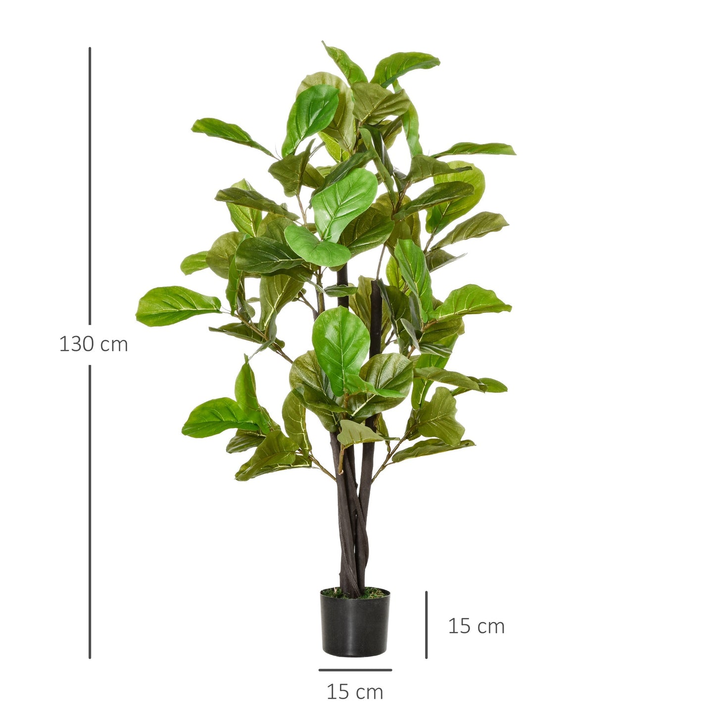 Ficus Artificial 130cm for interiors and exteriors, realistic artificial plant with 78 leaves - Borgè