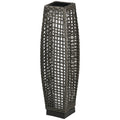Outsunny Garden Solar Lamp with charging panel, in steel and rattan, 21x21x78 cm, black and gray - Borgè