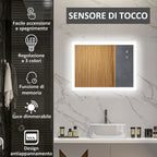 Kleankin Bathroom Mirror Led anti -expulsion with 3 colors and adjustable brightness, in metal and glass, 80x60x3 cm - Borgè