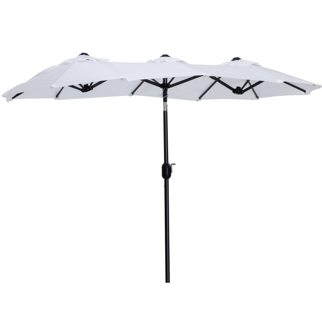 Double Tilting Garden Umbrella with Crank Opening, 295x152x222cm, White - Borge' Group Limited