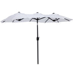 Double Tilting Garden Umbrella with Crank Opening, 295x152x222cm, White - Borge' Group Limited