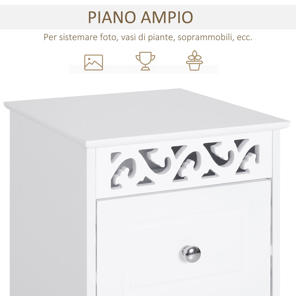 Wooden Bathroom Bathroom Cabinet With White Floral Forgotter Decor 30 x 30 x 68.5cm - Borgè