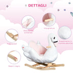 Homcom swan -shaped rocking, metal and wood structure - white - Borgè