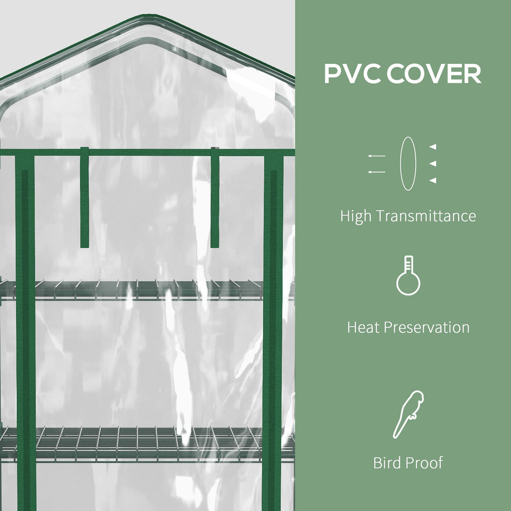 Vertical Plant Greenhouse with 4-Tier Shelf in Steel and White PVC, 69x50x165cm - Borge' Group Limited