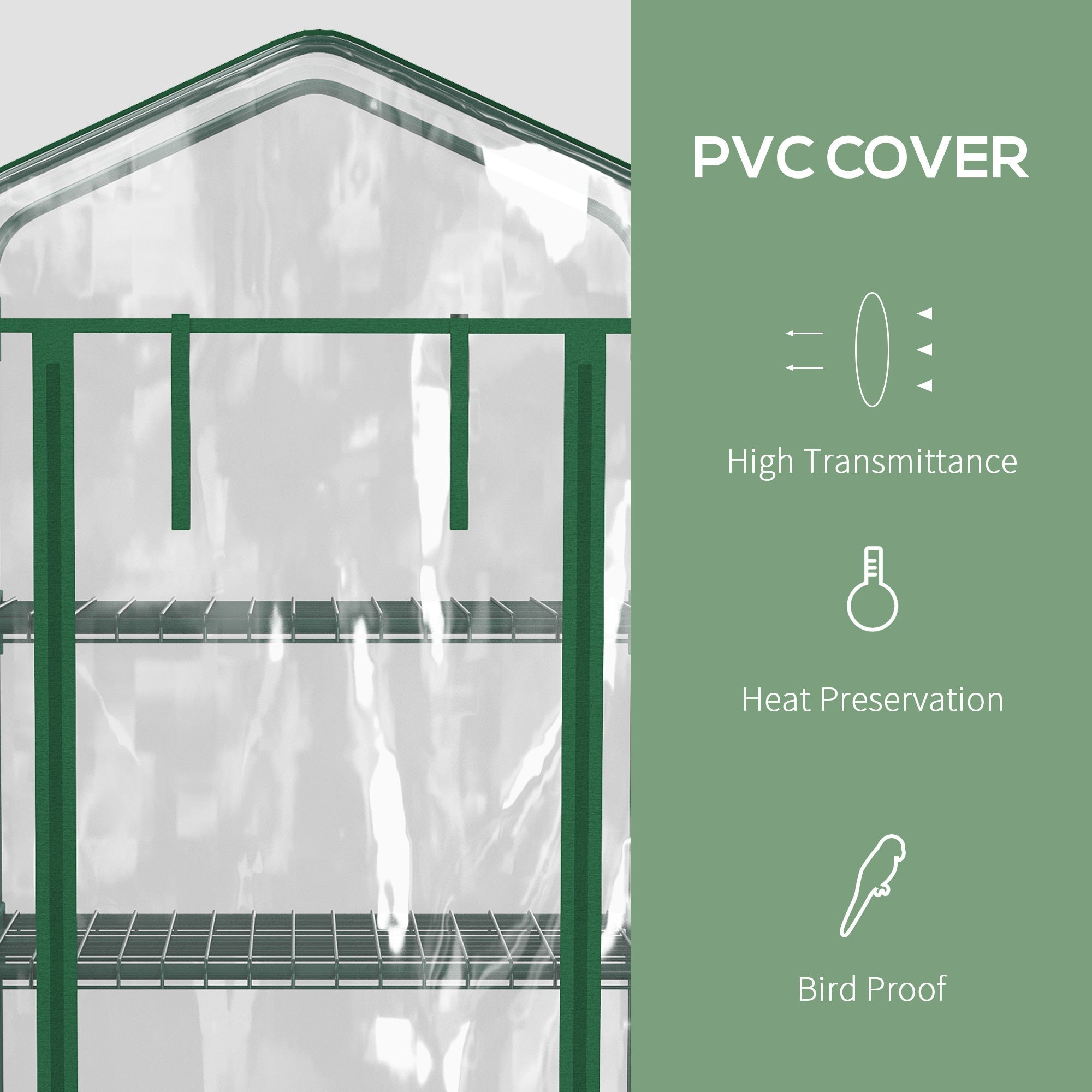 Vertical Plant Greenhouse with 4-Tier Shelf in Steel and White PVC, 69x50x165cm - Borge' Group Limited