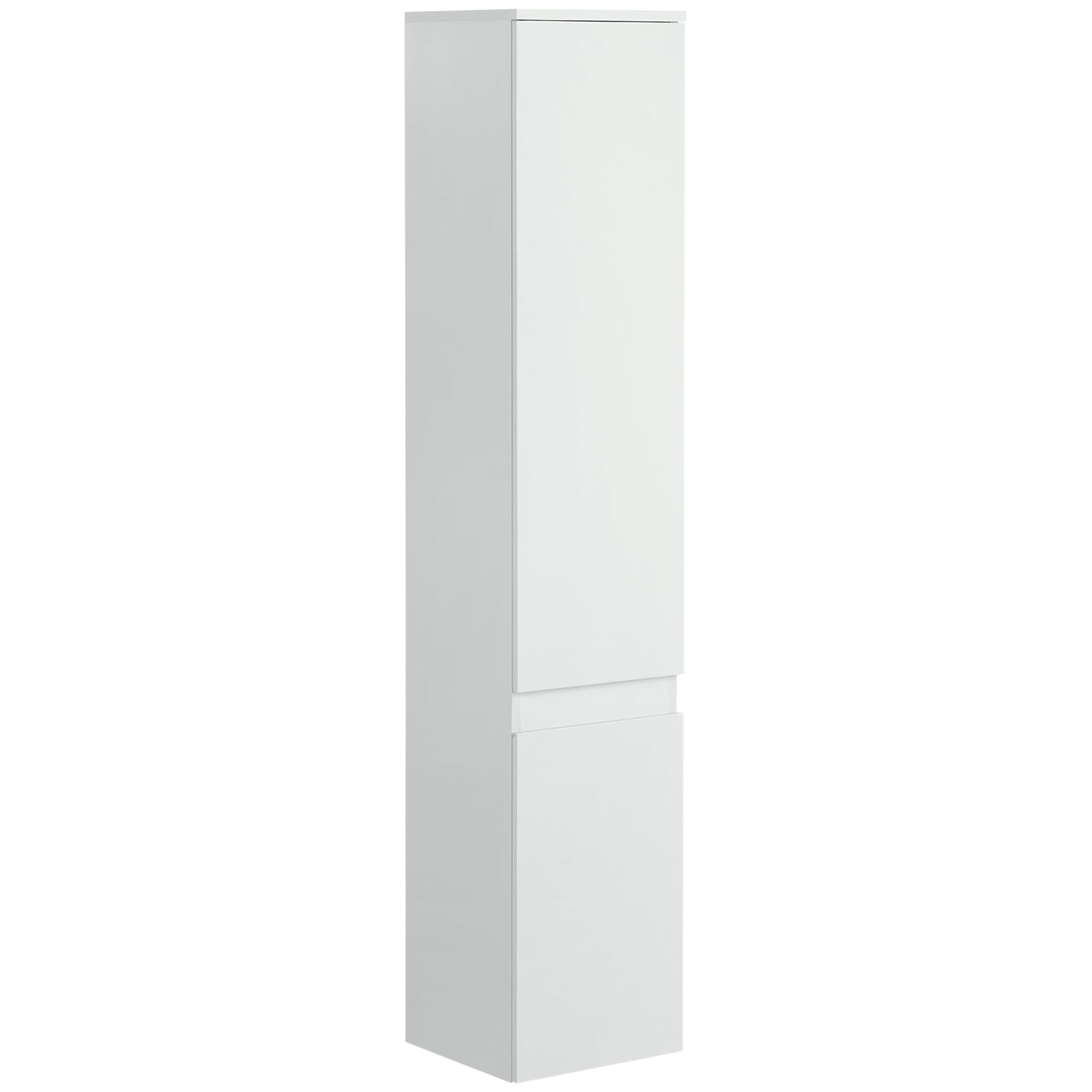 Kleankin bathroom cabinet with 5 adjustable shelves, doors without handles 30x28x152.5cm, white - Borgè