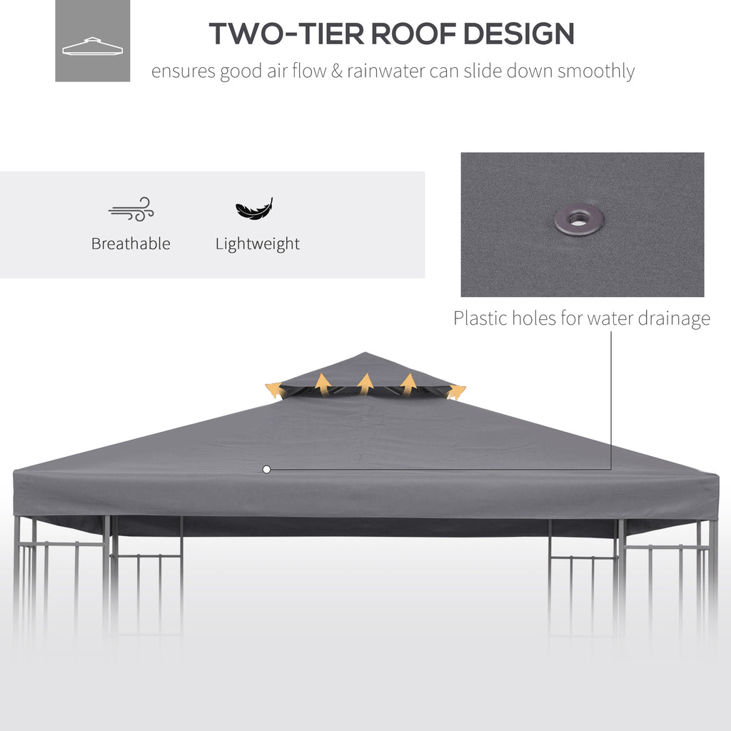 Outsunny spare roof for 3x3m gazebo at 2 levels and UV -resistant, dark gray resistant - Borgè