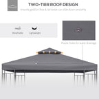 Outsunny spare roof for 3x3m gazebo at 2 levels and UV -resistant, dark gray resistant - Borgè
