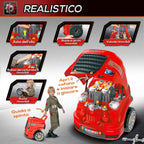 Homcom Toy Truck Officina with engine and 61 children's accessories 3-5 years, wheels and handle, 40x39x47cm - red - Borgè