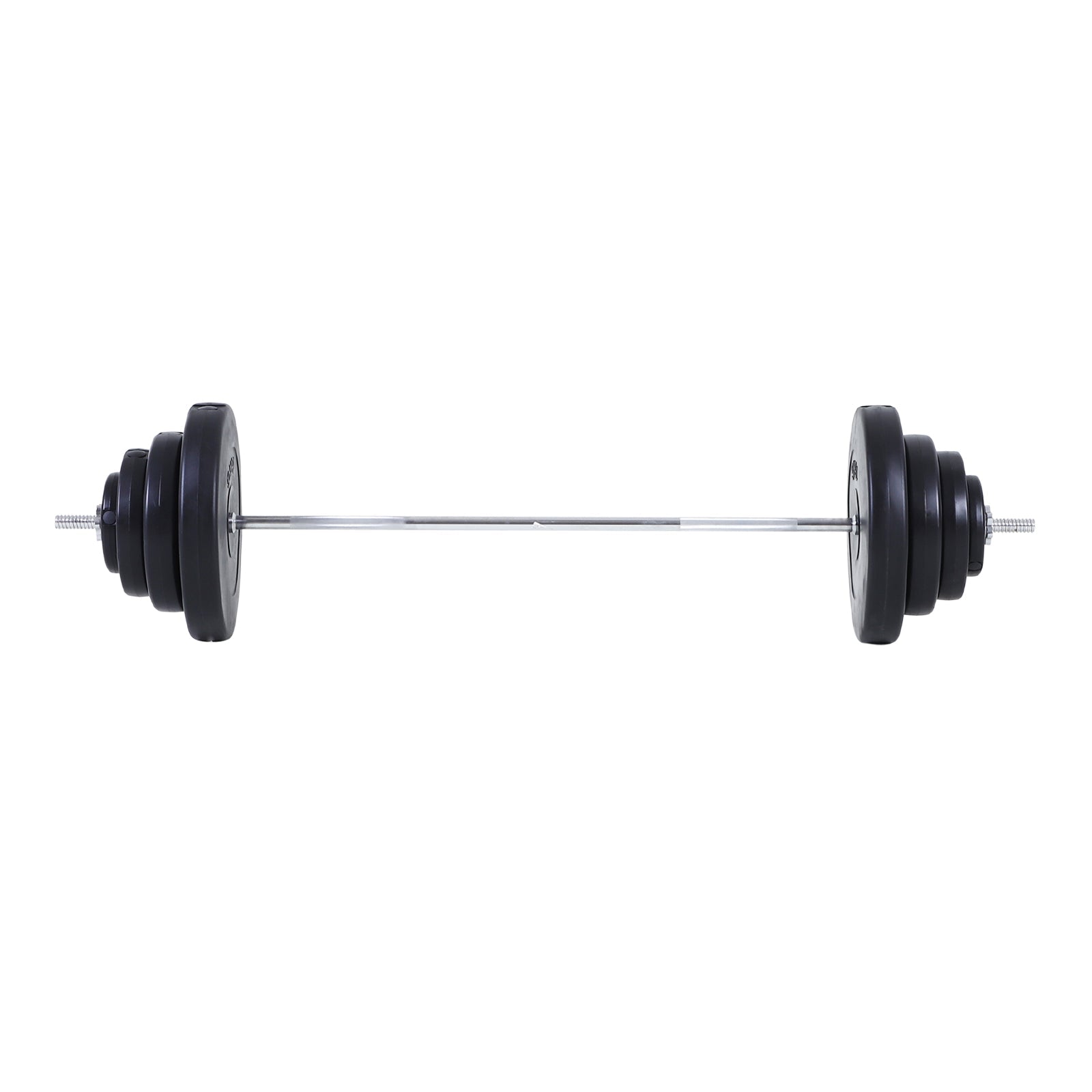 70kg Barbell and Disc Set, 8 Plastic Coated Weight Discs and Iron Bar, 170x40.5x40.5cm Black - Borge' Group Limited