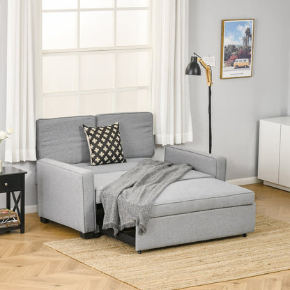 Sofa Bed at 1 Fabric square, 2 seater seat and back to 3 reclinations, 154x87x89cm - Grey - Borgè