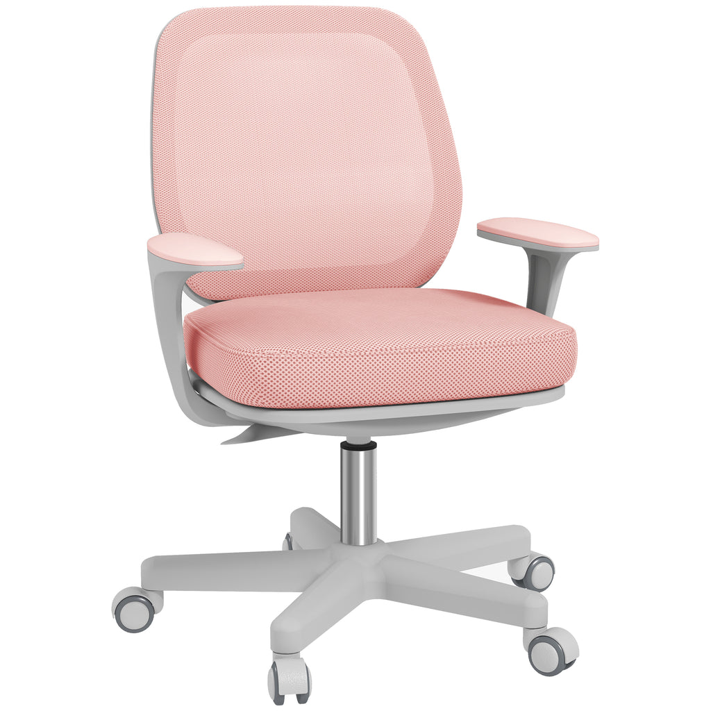 Ergonomic office chair and reclining at adjustable height with 5 wheels, 55x48x82.5-94.5 cm, pink - Borgè