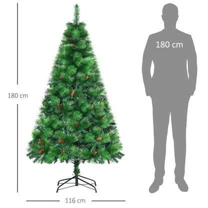 decorated Christmas tree and fireproof for interiors with 782 branches and metal base, Ï†116x180 cm, green - Borgè