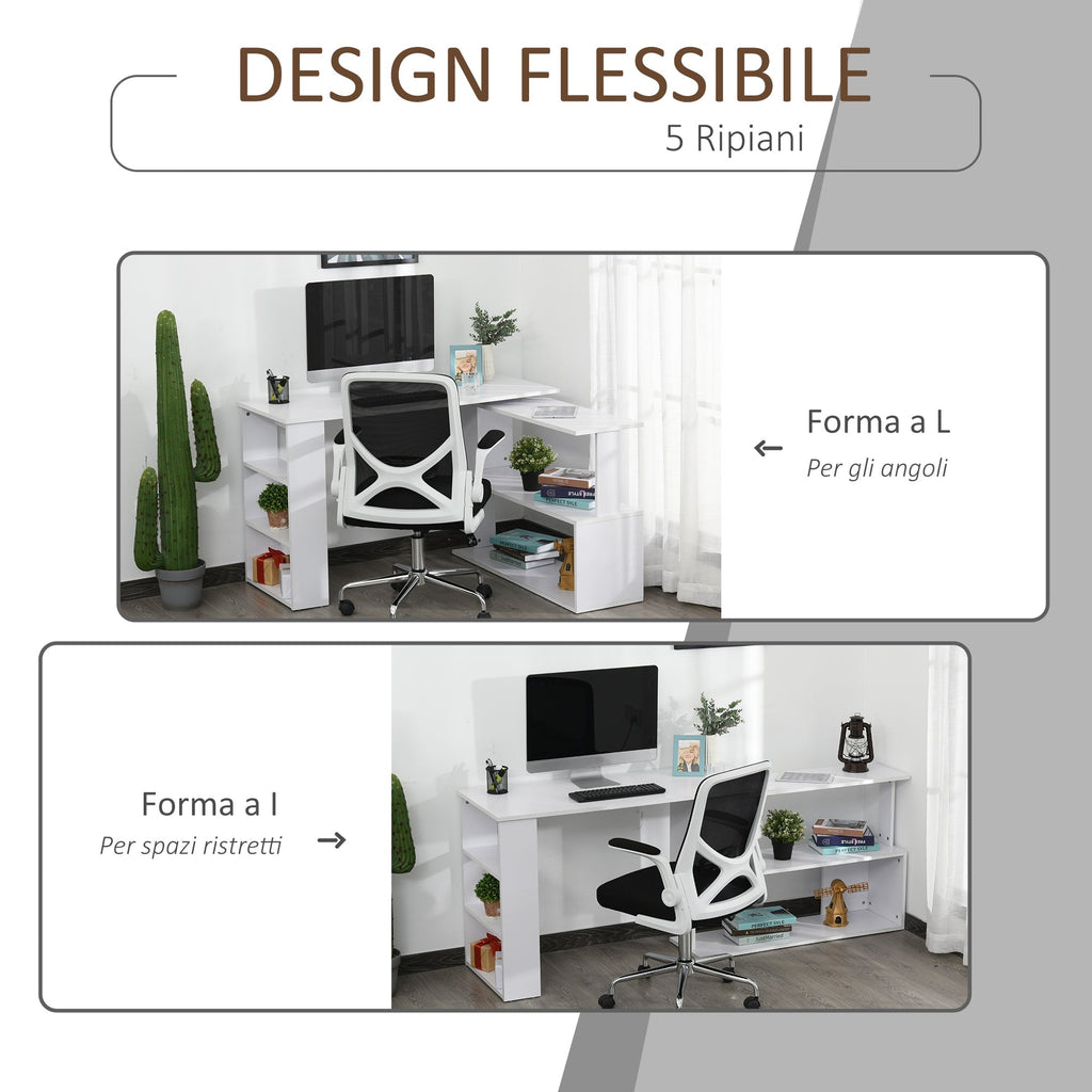 corner desk with 5 white shelves 120 x 100 x 74.5cm - Borgè
