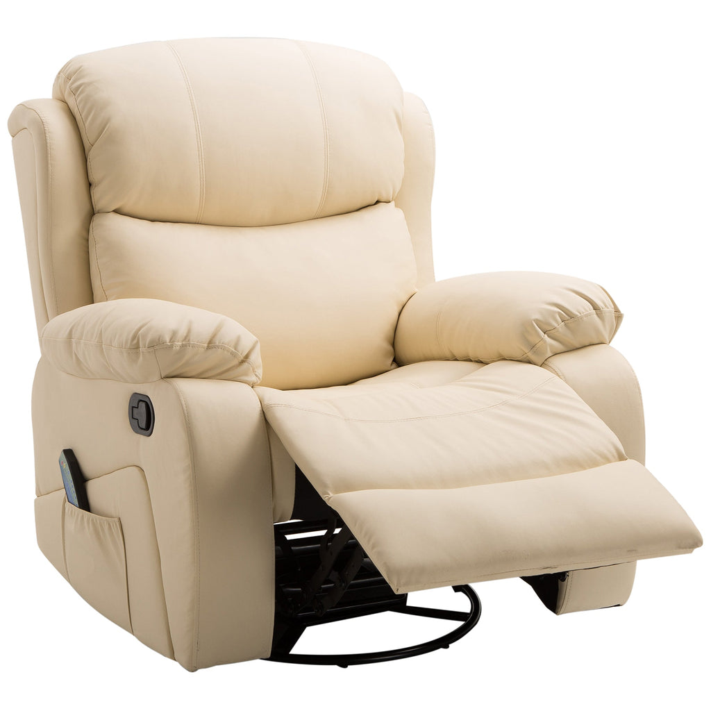 BEIGE Reclinible Relaxable Armchair With 8 Massage Points, Heating and footrests, 97x92x104 cm - Borgè