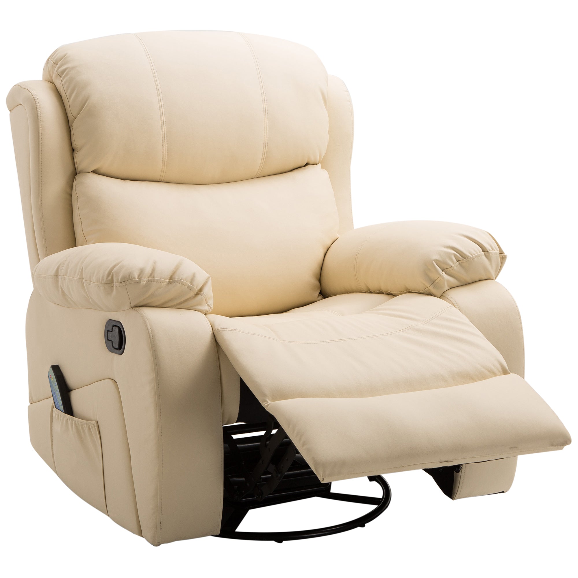 BEIGE Reclinible Relaxable Armchair With 8 Massage Points, Heating and footrests, 97x92x104 cm - Borgè