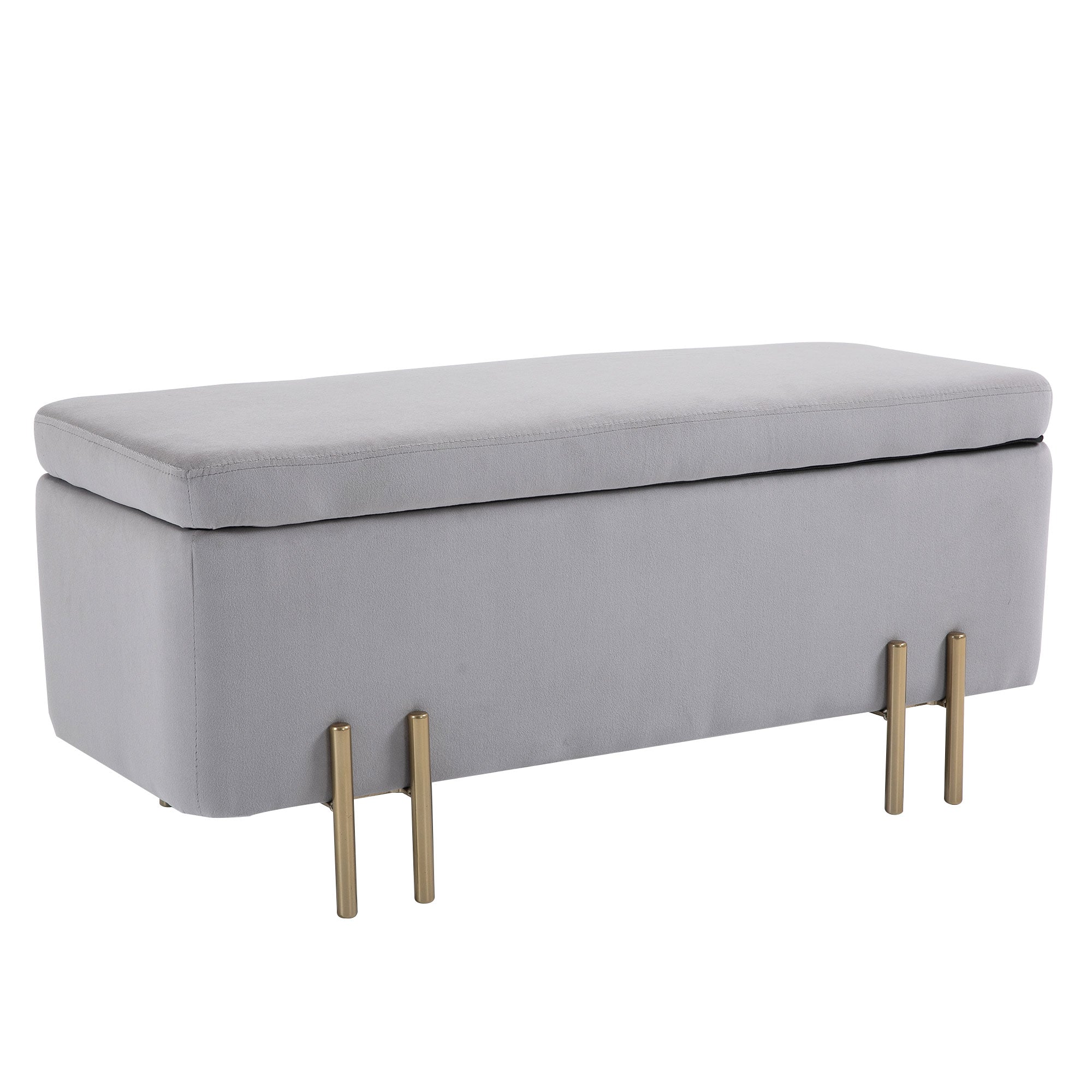 interior container bench with padded seat and gold lacquered feet, modern and elegant design, 100 x 40 x 42cm - Borgè