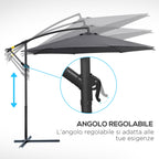 Garden Umbrella 3x2.5 m Arm and Tiltable with Crank, in Steel and Polyester Grey - Borge' Group Limited